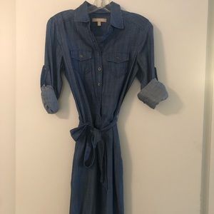 Denim long-sleeved dress